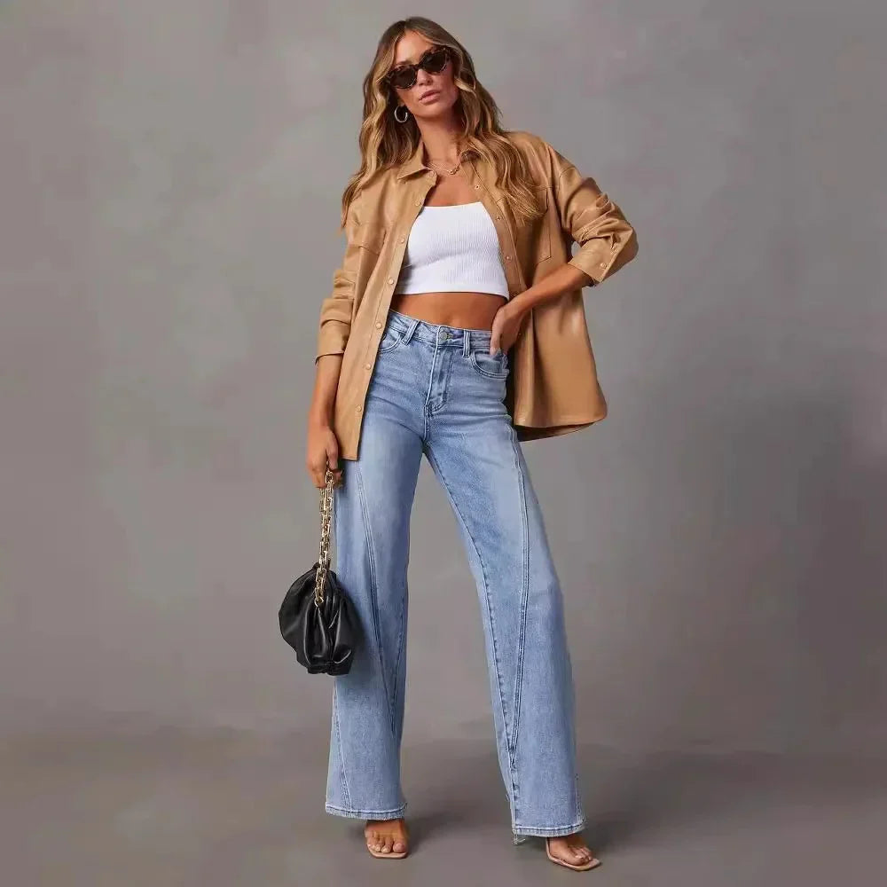 Damen Flared Jeans mit hohem Bund und stilvollen Nahtdetails - J&B - 6 - Annoboutique