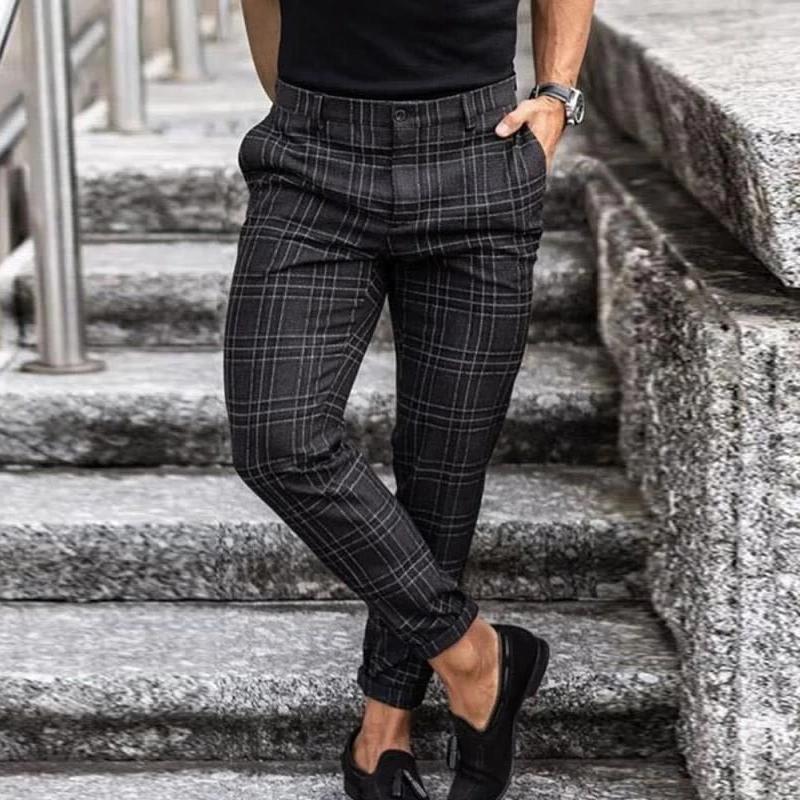 Freizeit Karierte Herrenhose | Mit Stretch 0