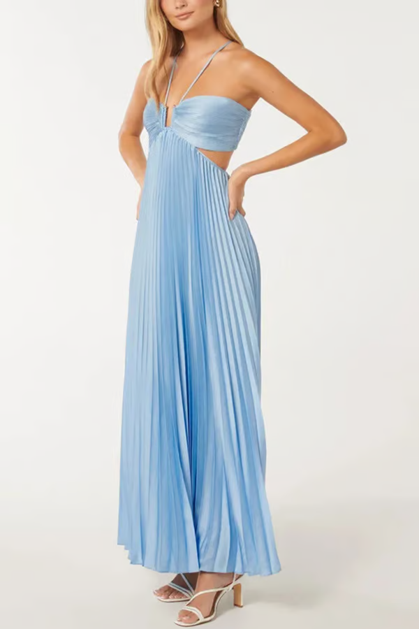 Freya | Elegantes Neckholder Maxi Hochzeitsgästekleid 3