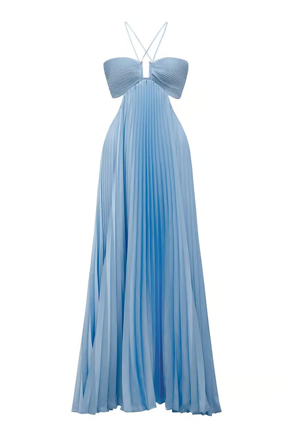 Freya | Elegantes Neckholder Maxi Hochzeitsgästekleid 6