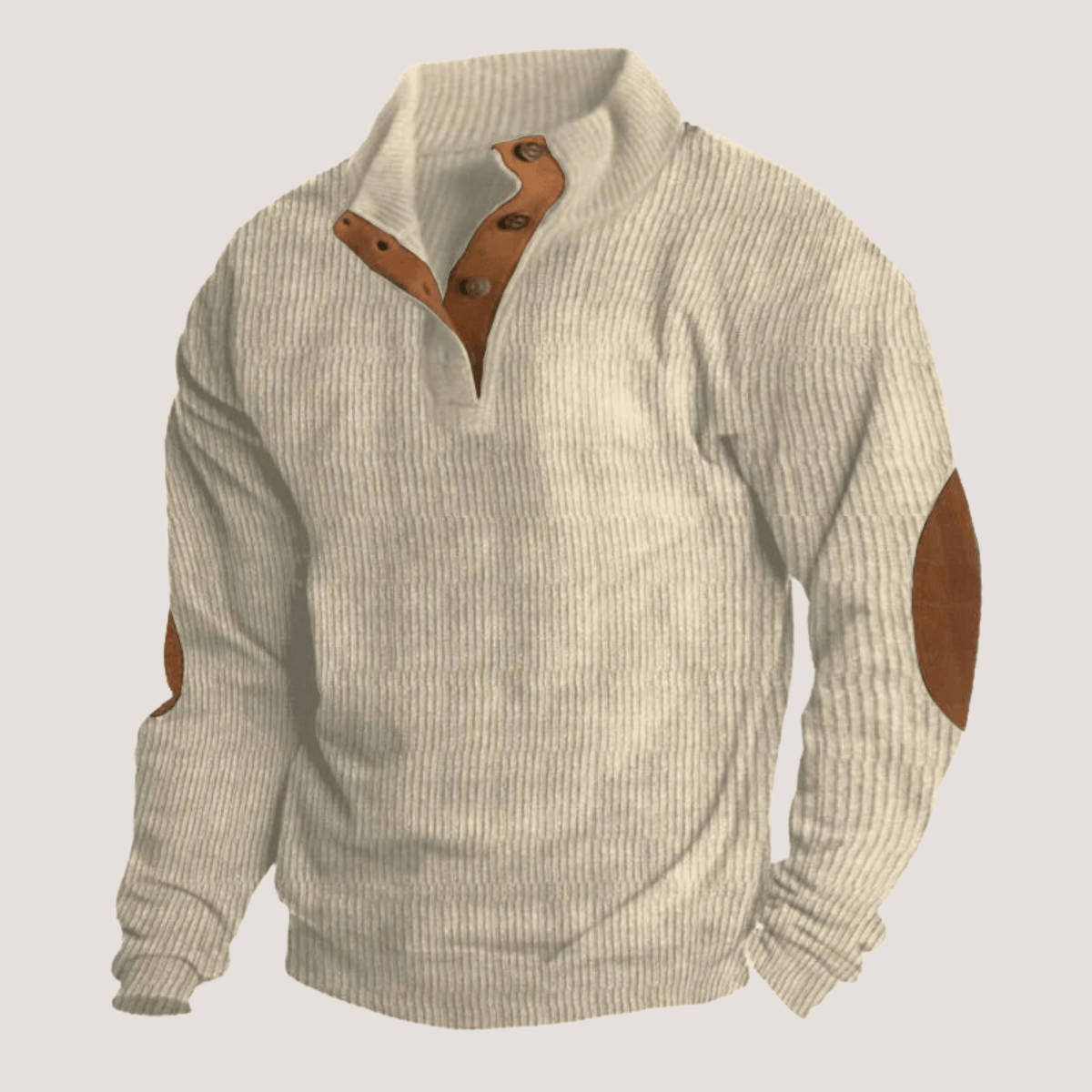 GERIPPTER PULLOVER MIT KNOPFLEISTE