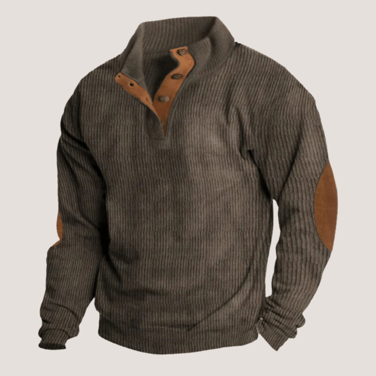 GERIPPTER PULLOVER MIT KNOPFLEISTE