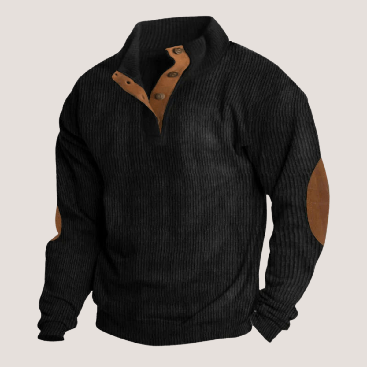 GERIPPTER PULLOVER MIT KNOPFLEISTE