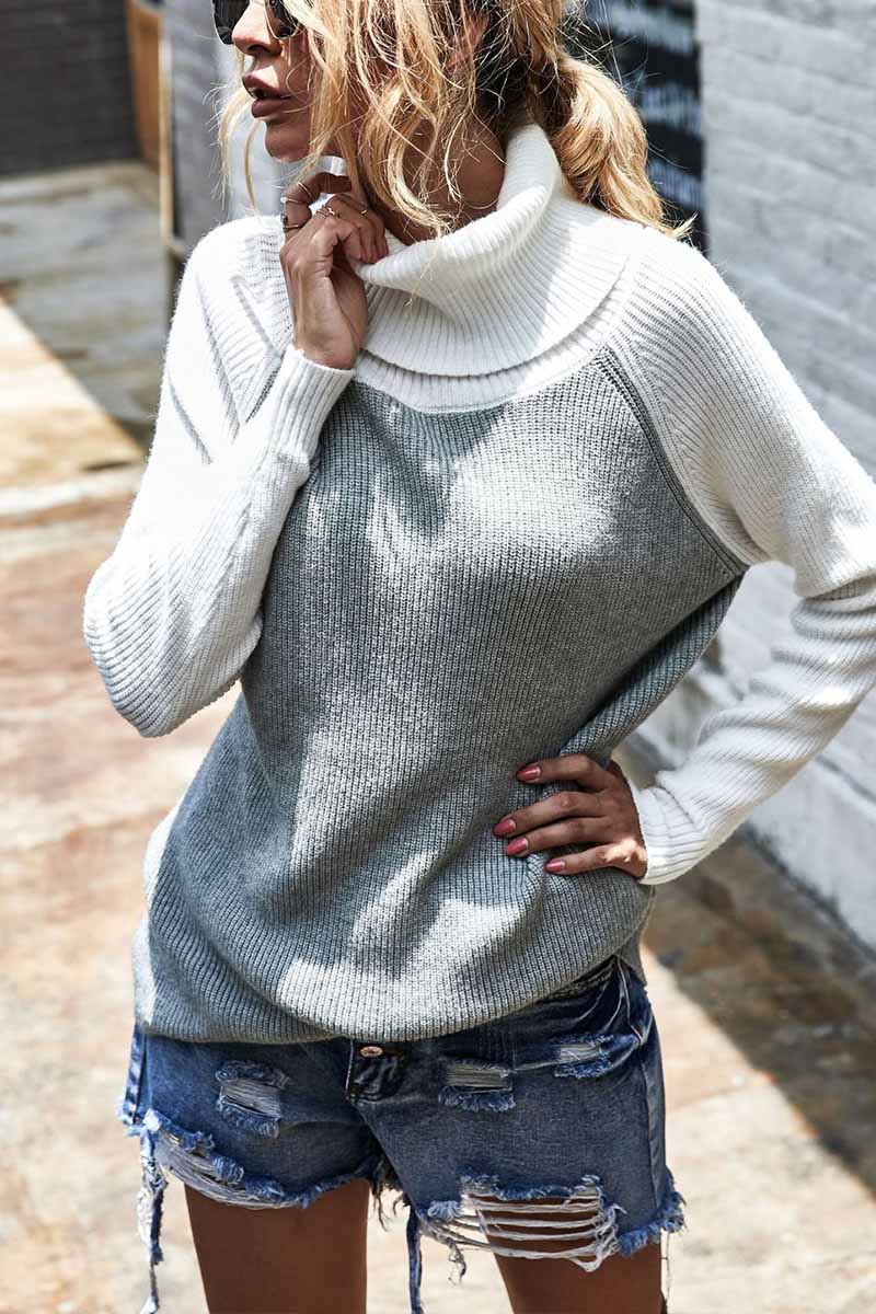 Hana - Unifarbener Pullover mit hohem Kragen