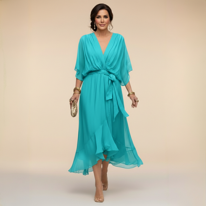 Harshani - Lappen Kleid Mit V-Ausschnitt 4