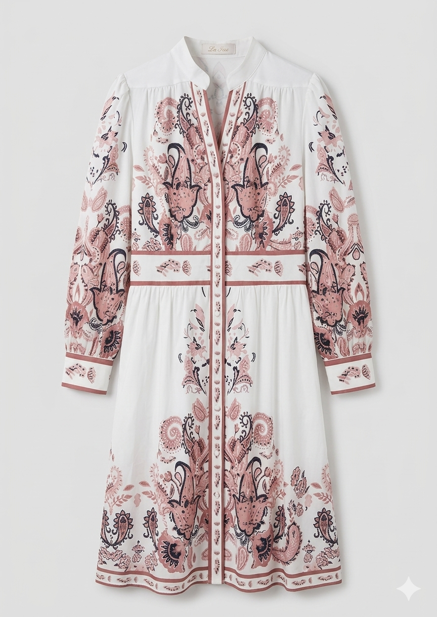 Heidi-Mode - Urlaub Maxikleid Mit V-Ausschnitt und Langen Ärmeln in Blumenmuster 3