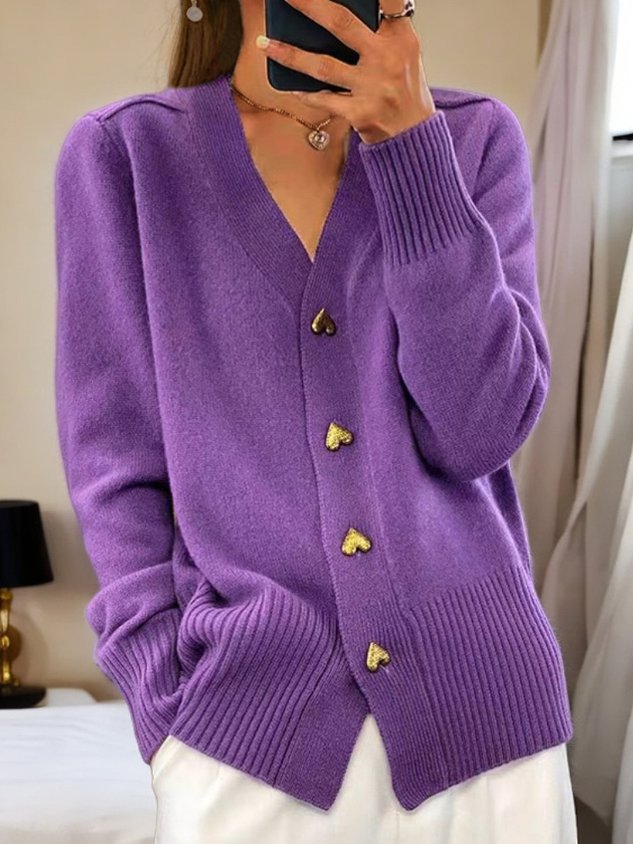 Heidi-Mode | Strickjacke mit Herzknöpfen 3