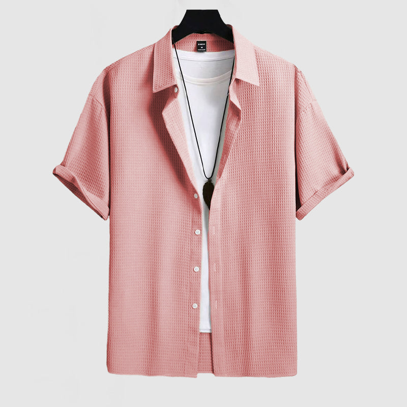 Elegantes & Komfortables Herren Hemd im Waffel-Strickmuster 1