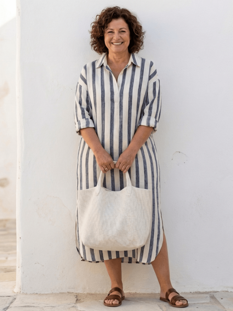 Hemdblusenkleid Damen | Elegantes Streifendesign mit Stil