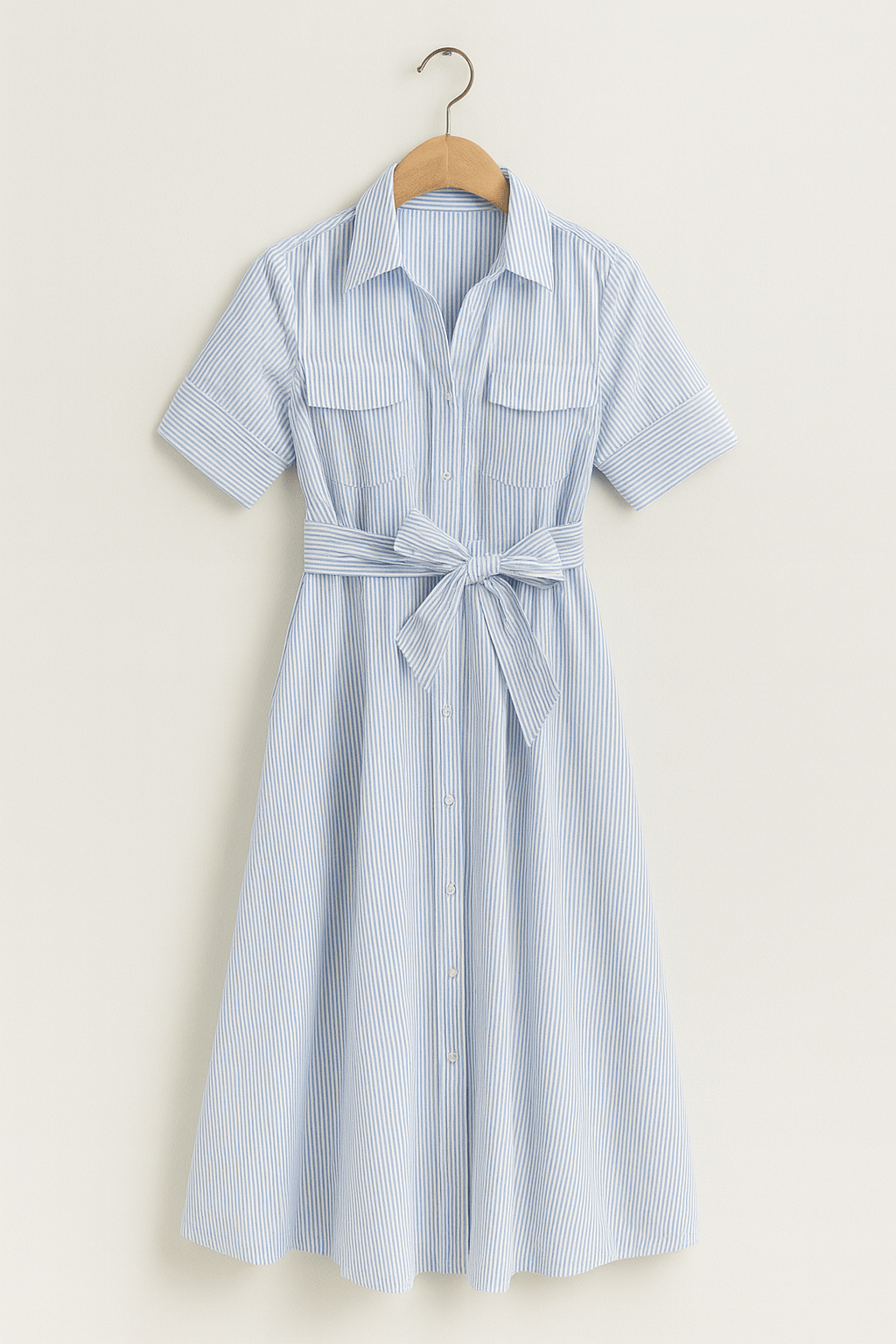 Kaya Gestreiftes Hemdblusenkleid mit Taillengürtel 1