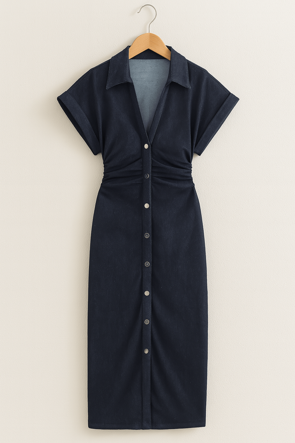 Lucie Midi-Hemdkleid mit Knopfleiste und Raffung 3