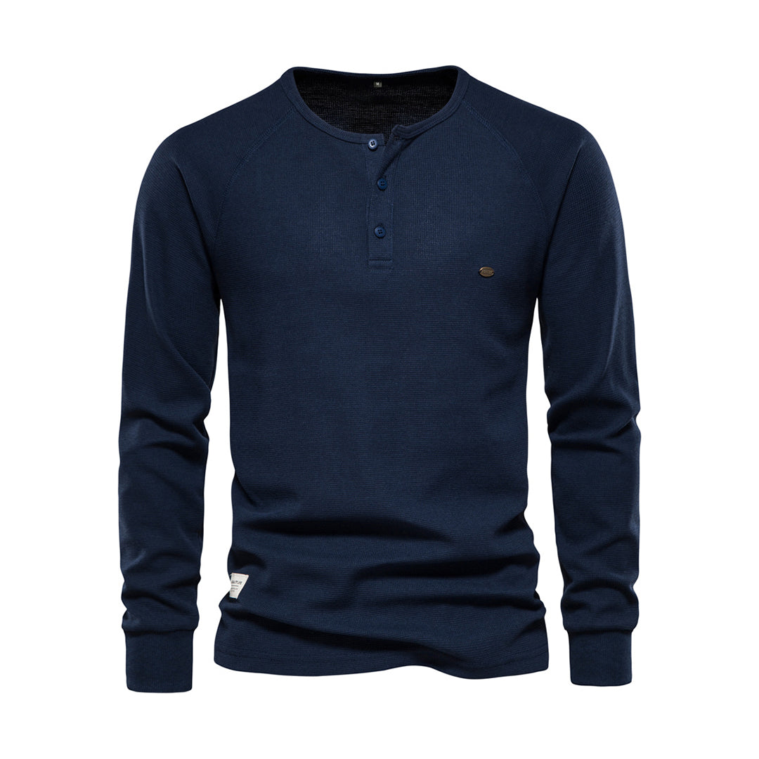 Henley Shirt Herren | Langarm mit Knopfleiste