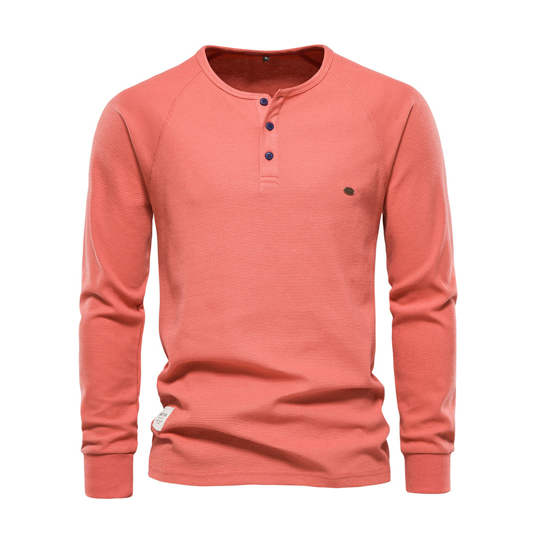 Henley Shirt Herren | Langarm mit Knopfleiste