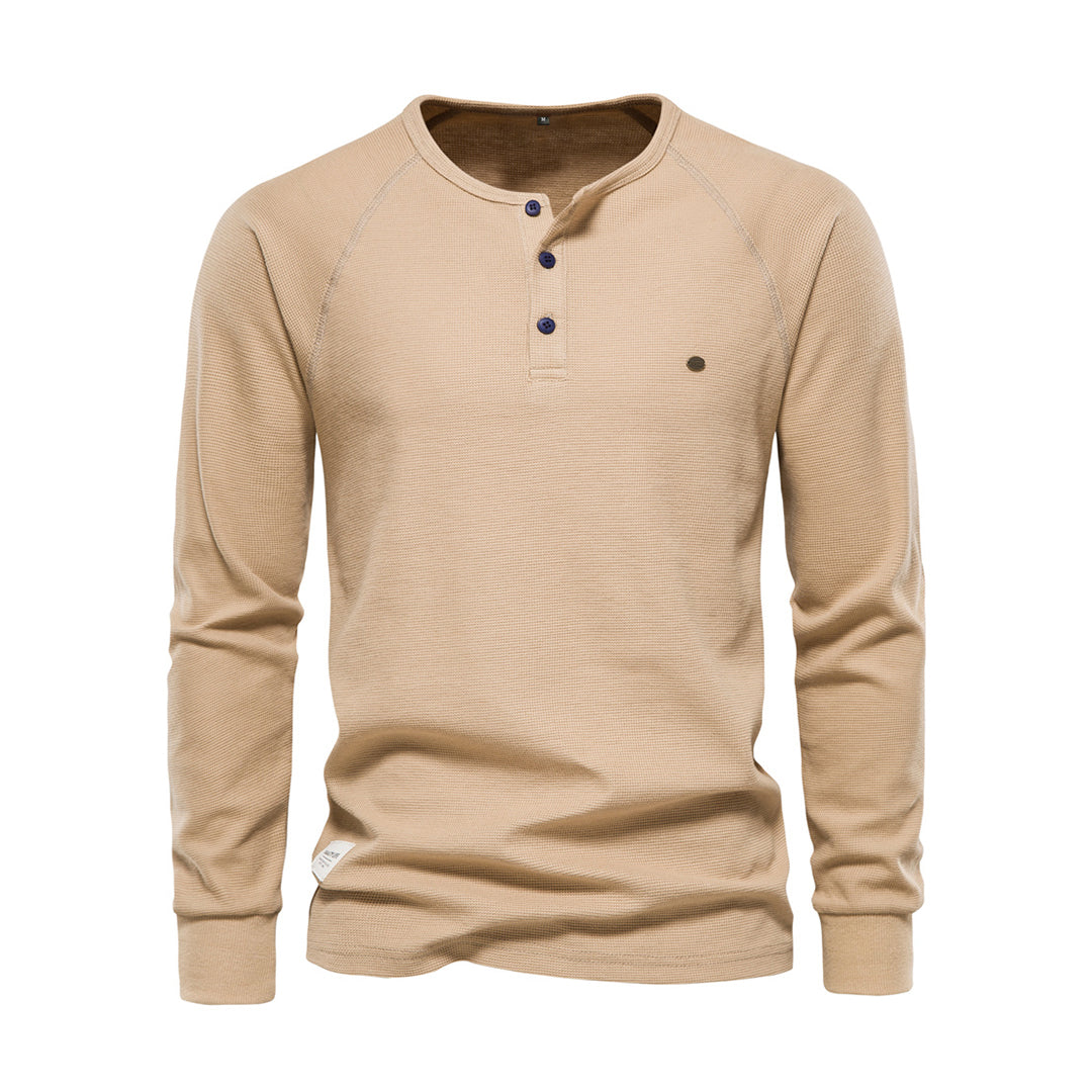 Henley Shirt Herren | Langarm mit Knopfleiste