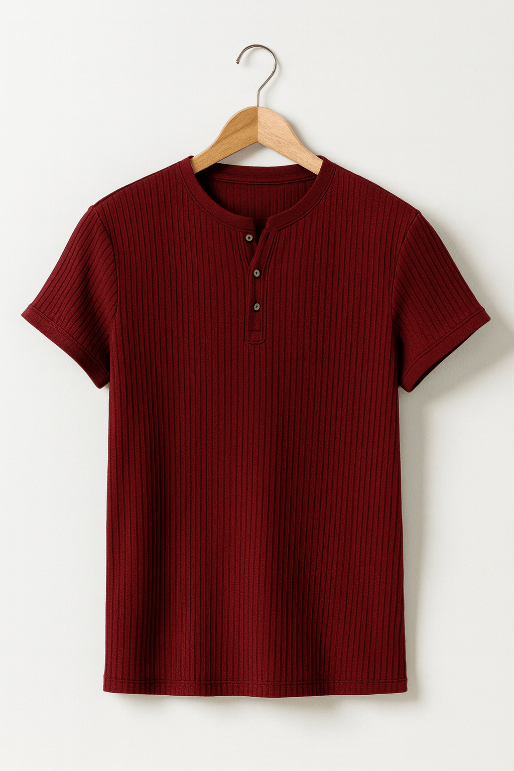 Emiel Geripptes Kurzarm-Henley-Shirt 3