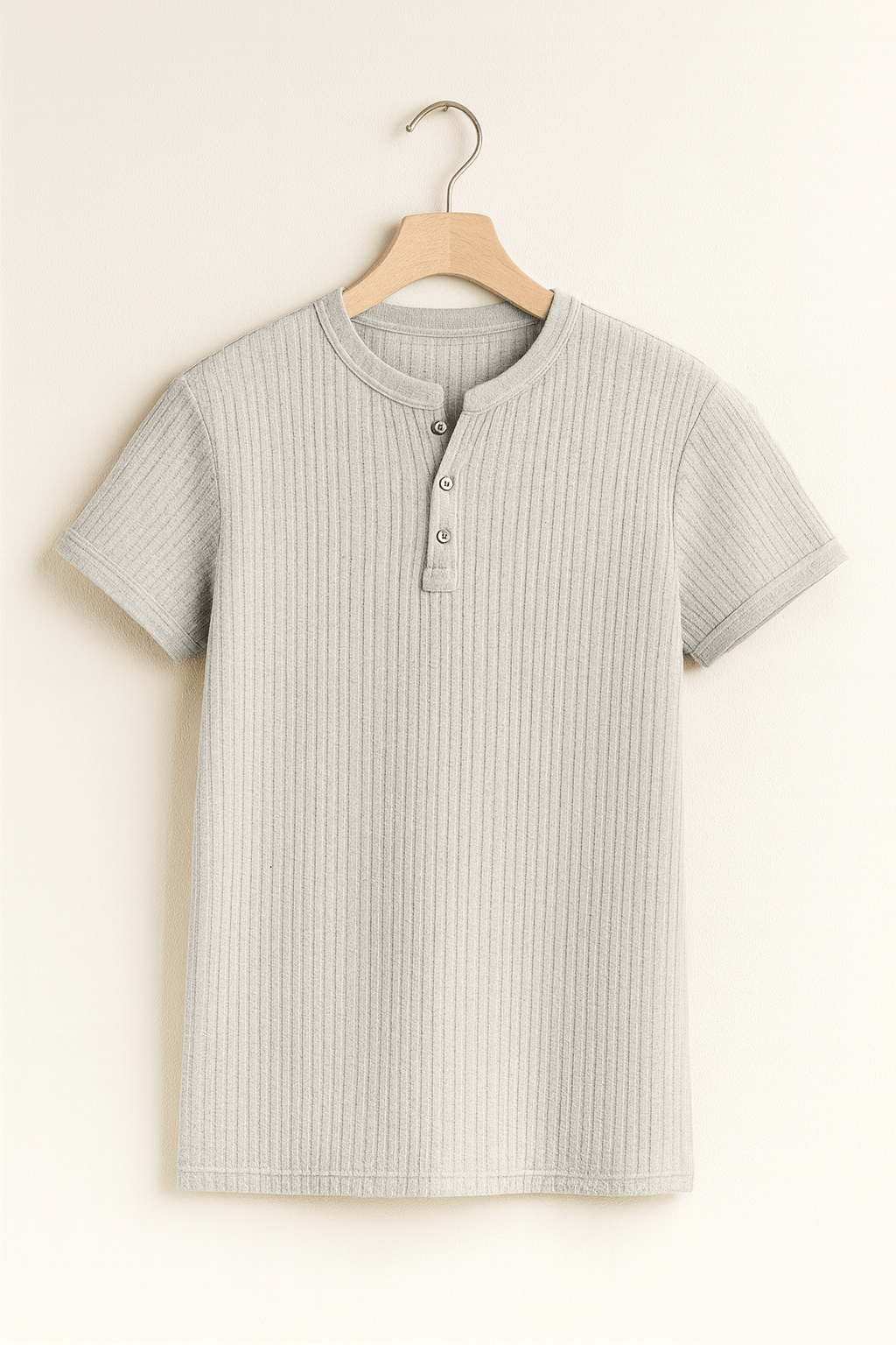 Emiel Geripptes Kurzarm-Henley-Shirt 7