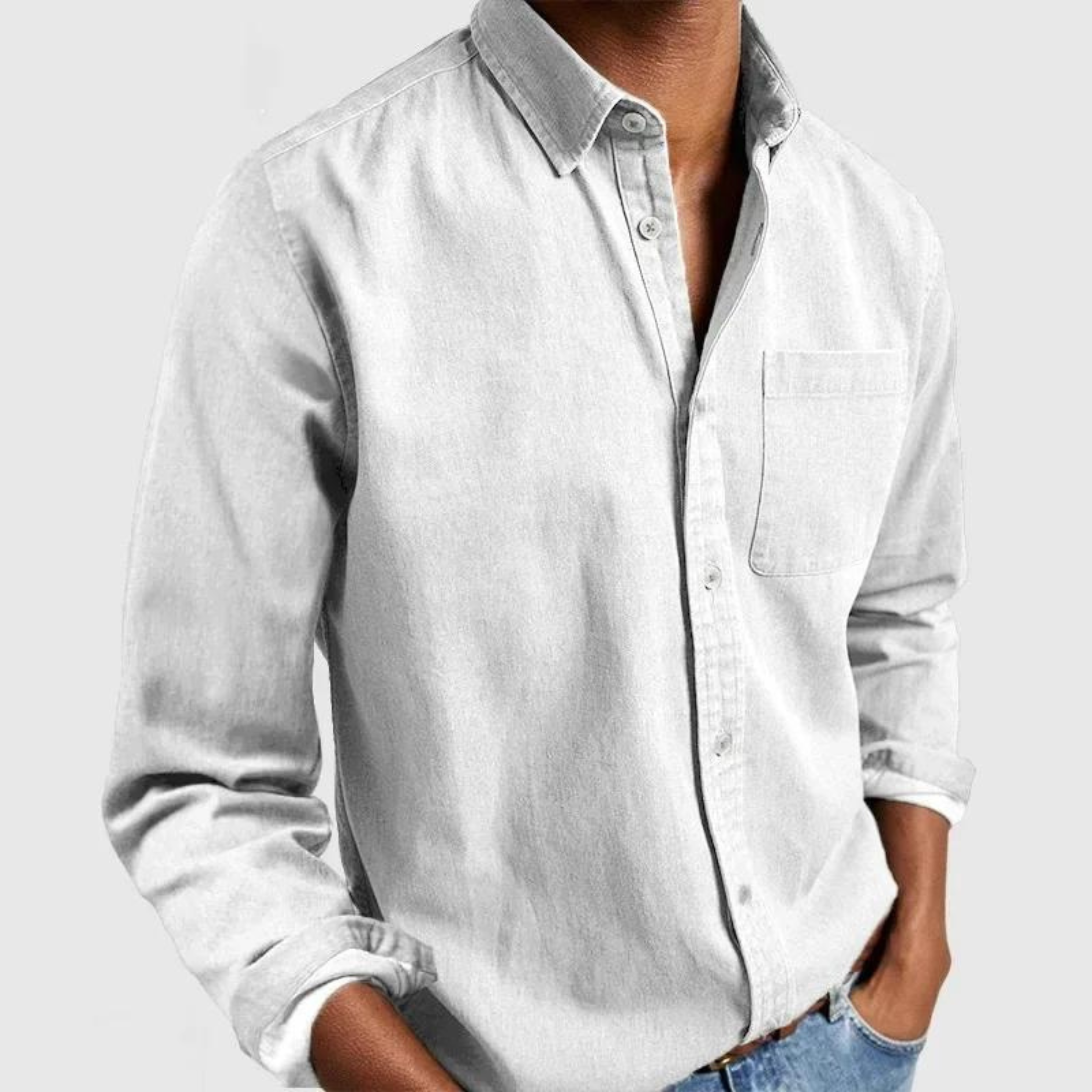 Herren-Jeanshemd mit langen Ärmeln und Knopfleiste 6