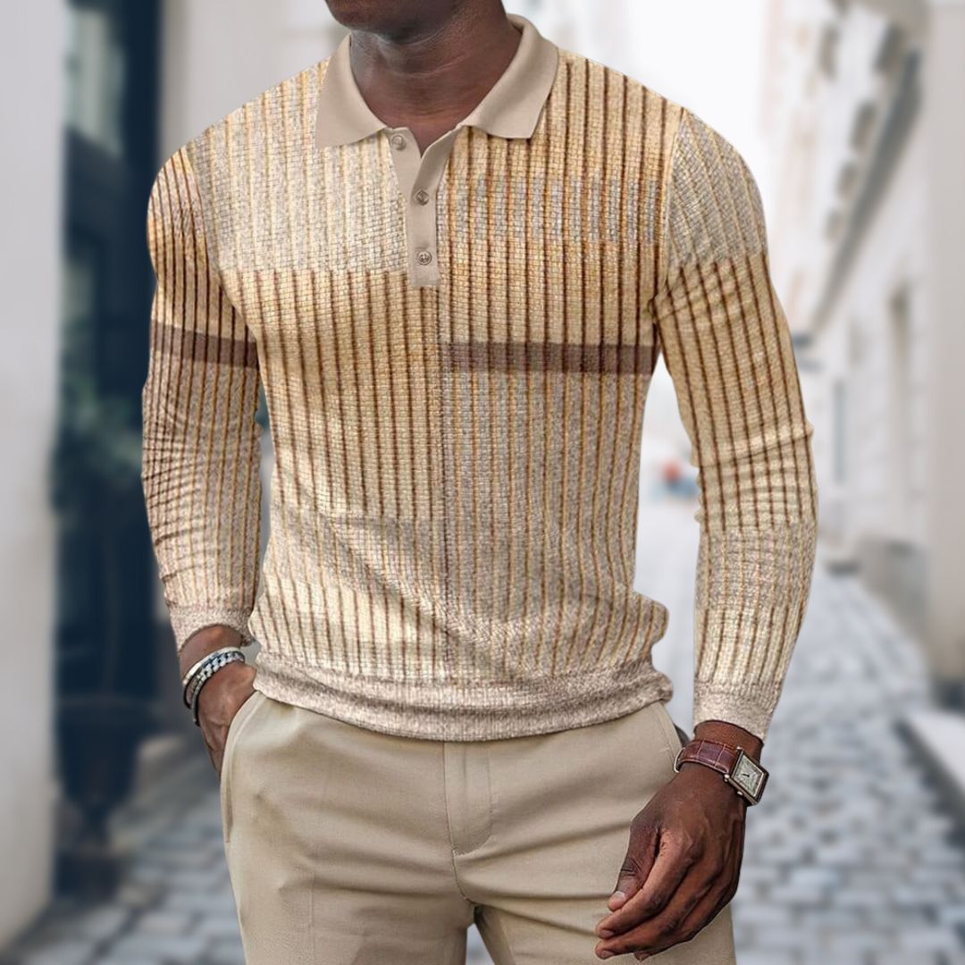 Herren-Langarm-Poloshirt mit Knopfleiste 0