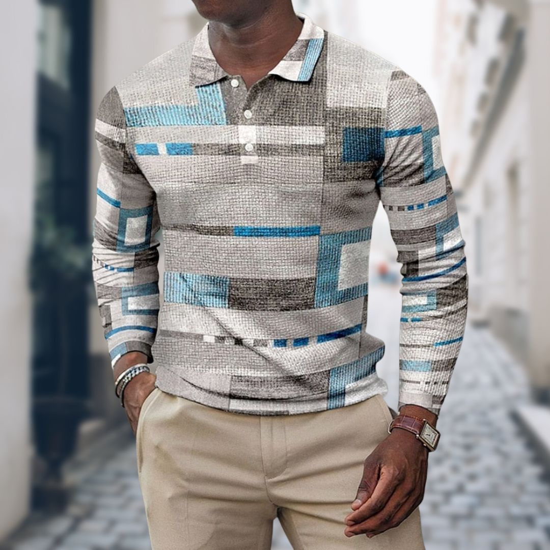Herren-Langarm-Poloshirt mit Knopfleiste 2