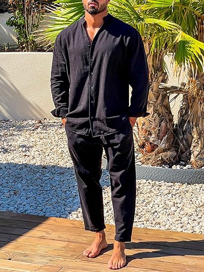 Herren Leinen Set | V-Ausschnitt & Luftiger Tragekomfort