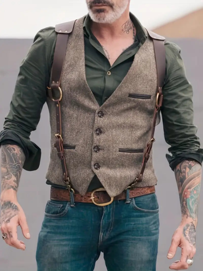 Herren Vintage Weste | Wendbar & Markanter Retro-Look