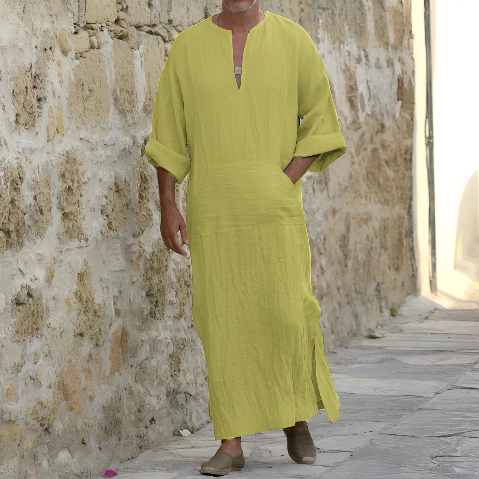 Herren Hemdkleid – Langes, minimalistisches Kleid mit Seitenschlitz 4