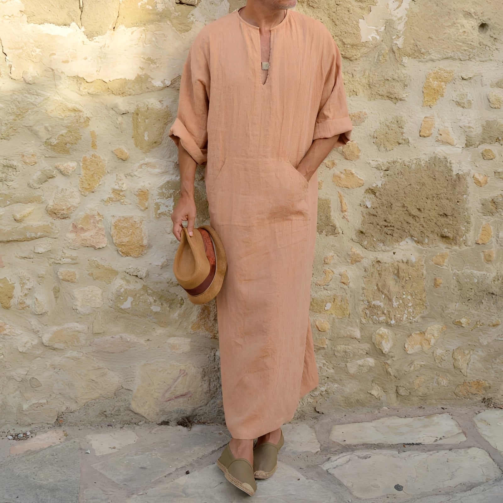 Herren Hemdkleid – Langes, minimalistisches Kleid mit Seitenschlitz 5