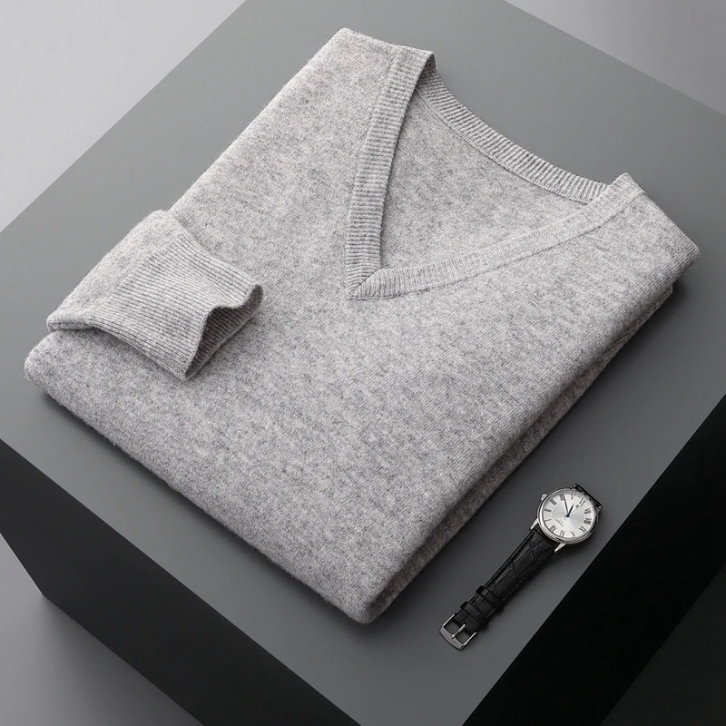 Herren Kaschmirpullover V-Ausschnitt 0