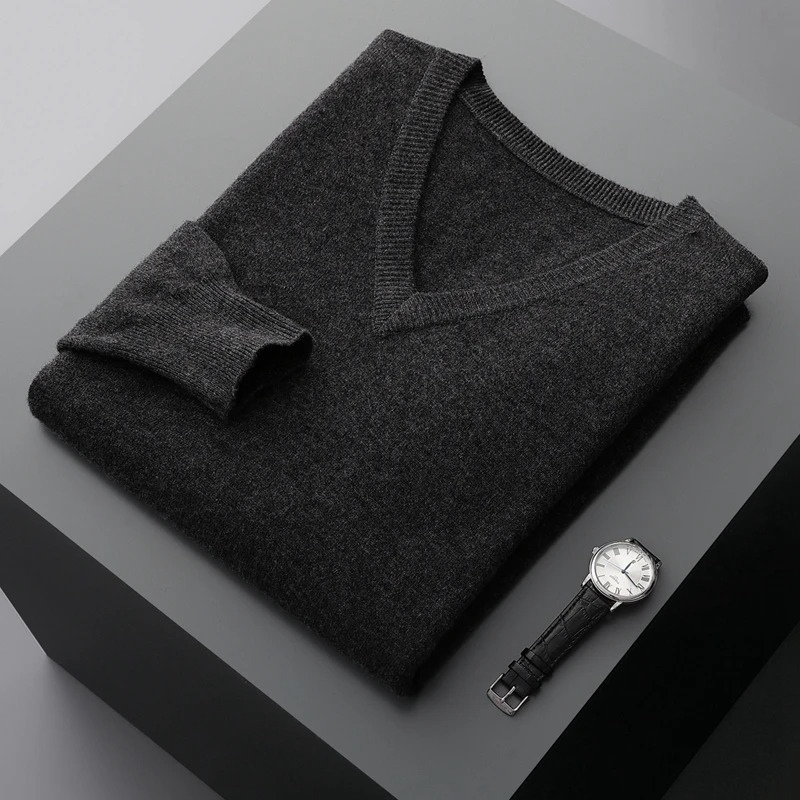 Herren Kaschmirpullover V-Ausschnitt 12