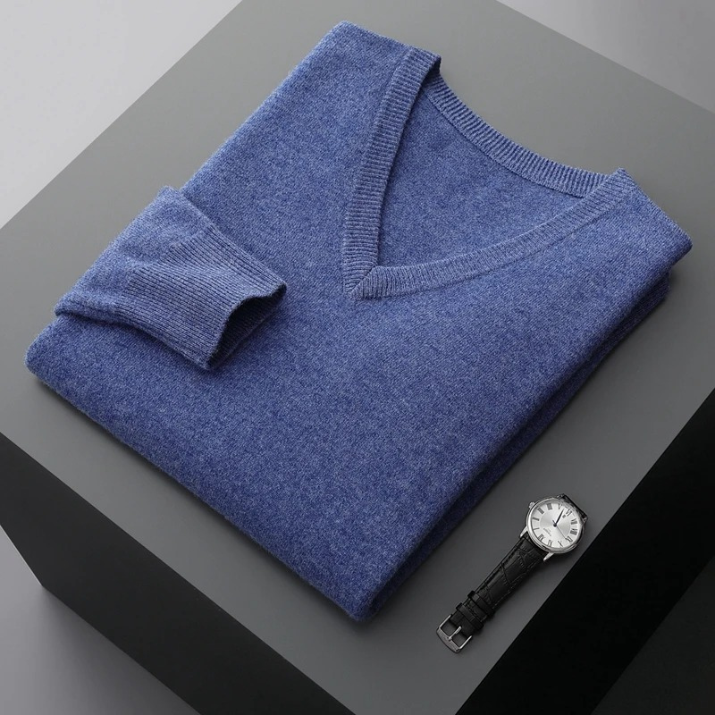 Herren Kaschmirpullover V-Ausschnitt 17