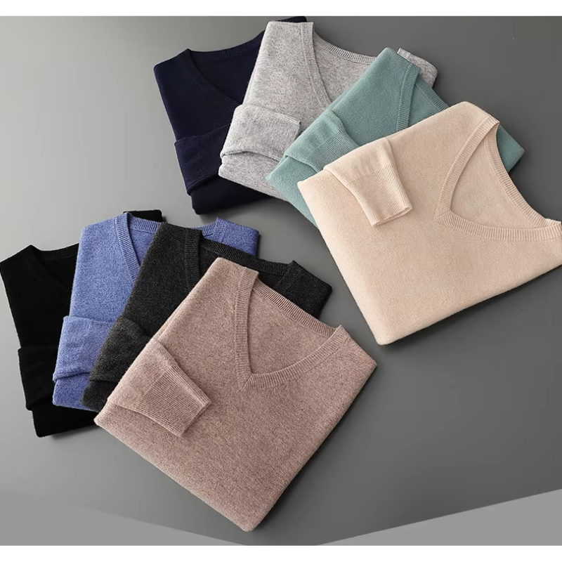 Herren Kaschmirpullover V-Ausschnitt 3