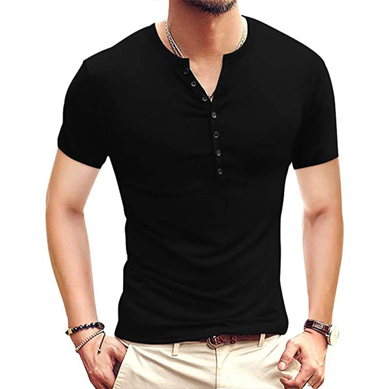 Herren Kurzarm Henley T-Shirt Echoarchiv 6