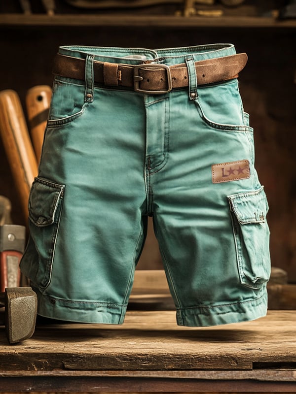 Herren Retro Outdoor Ripstop Mehrzweck-Cargoshorts 0