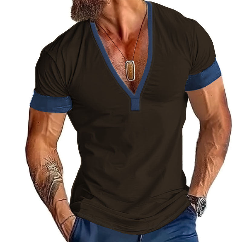 Herren modernes V-Ausschnitt T-Shirt Echoarchiv 7