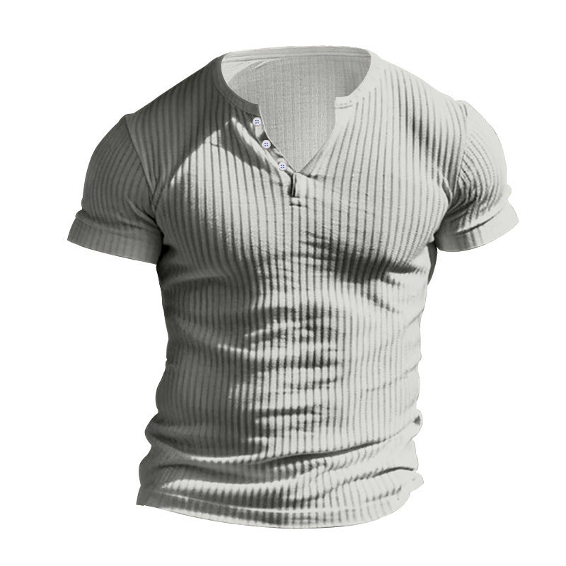 Herren strukturiertes Kurzarm-Henley-T-Shirt Echoarchiv 0
