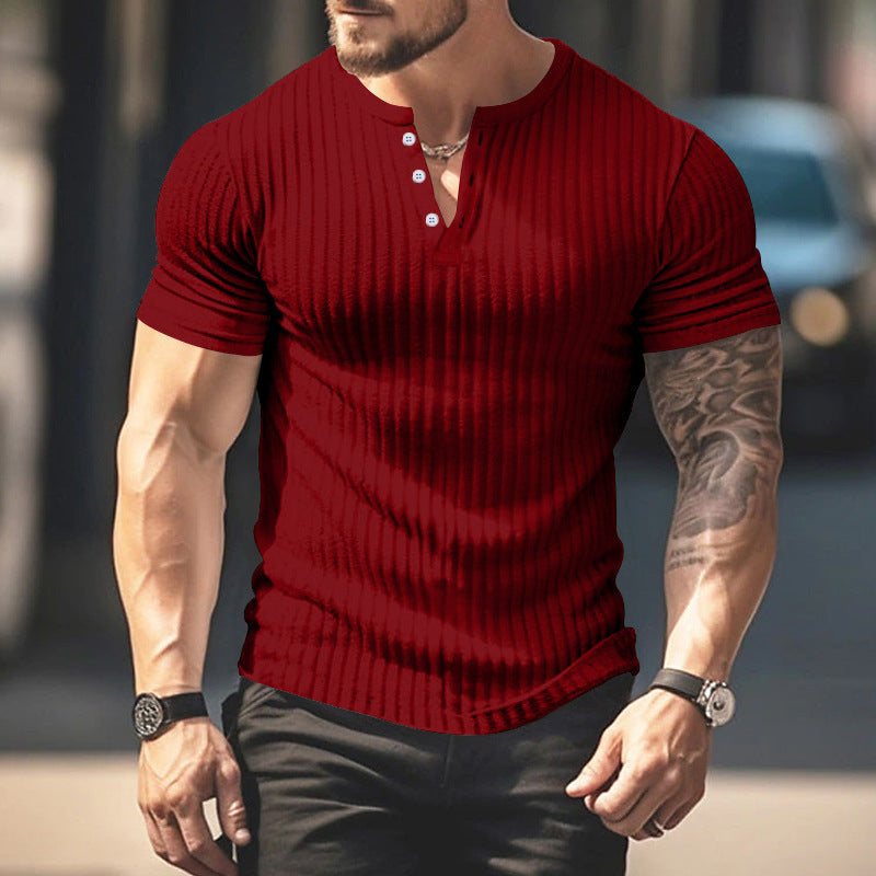 Herren strukturiertes Kurzarm-Henley-T-Shirt Echoarchiv 3