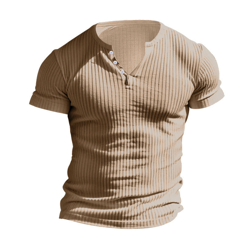 Herren strukturiertes Kurzarm-Henley-T-Shirt Echoarchiv 4