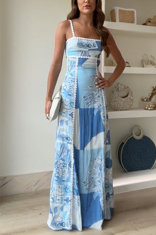 Hochzeitsgast Kleid Damen | Elegantes Maxi-Kleid mit Spitzenborte