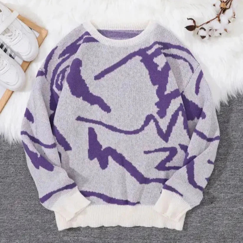Joshua - Strickpullover mit Graffiti-Jacquard-Muster 0