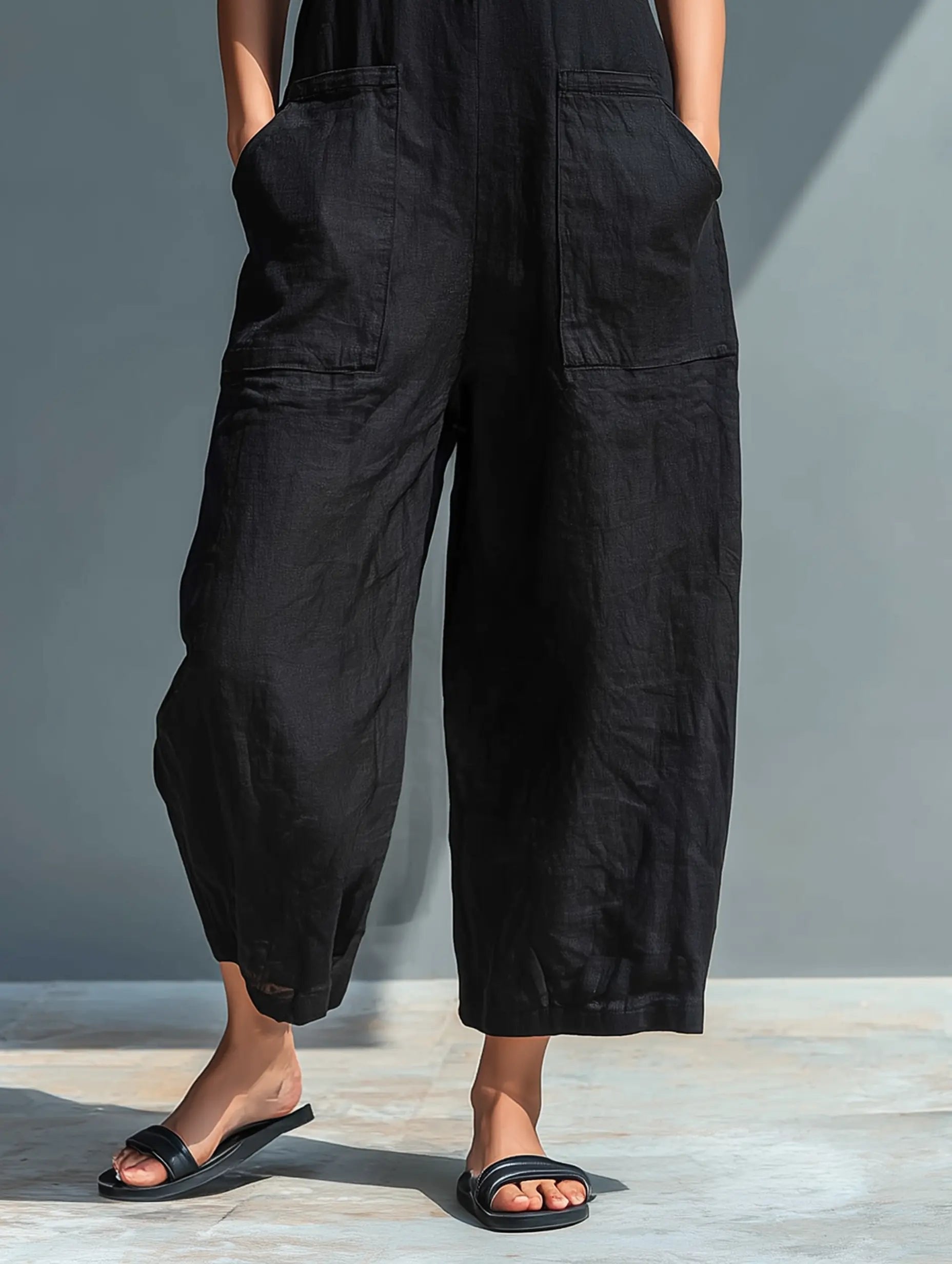 Jumpsuit Damen | Ärmelloser Einteiler mit Stehkragen