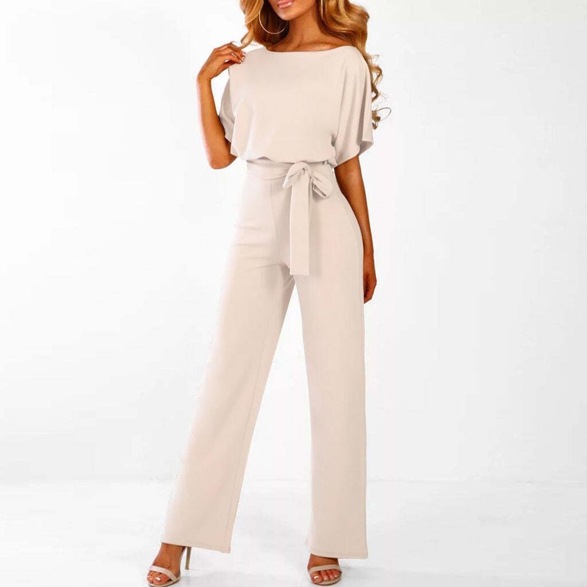 Jumpsuit Damen | Bindegürtel & Weites Hosenbein