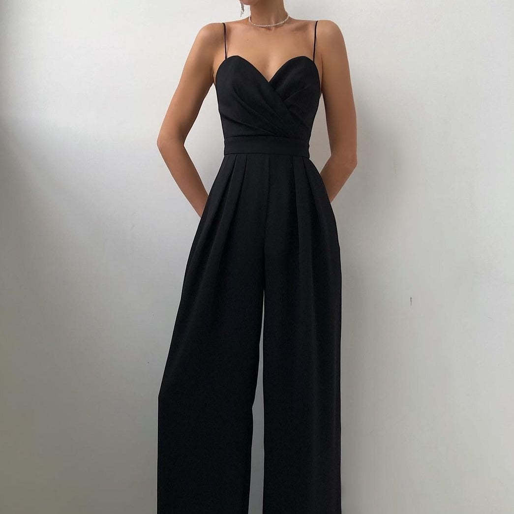 Jumpsuit Damen | Tiefer V-Ausschnitt & Weites Bein