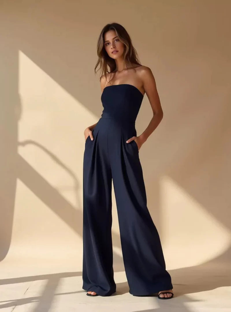Jumpsuit Damen | Trägerlos & Elegant mit Weitem Bein