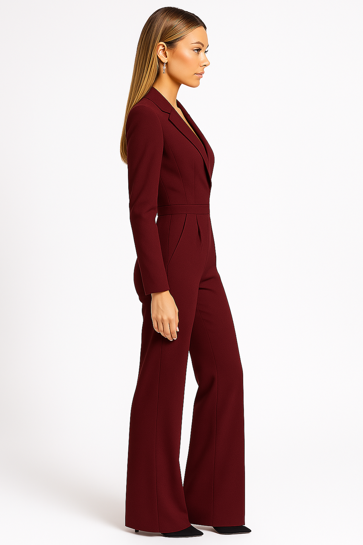 Jumpsuit Damen Wickeloptik | Tailliert & figurstreckendes weites Bein