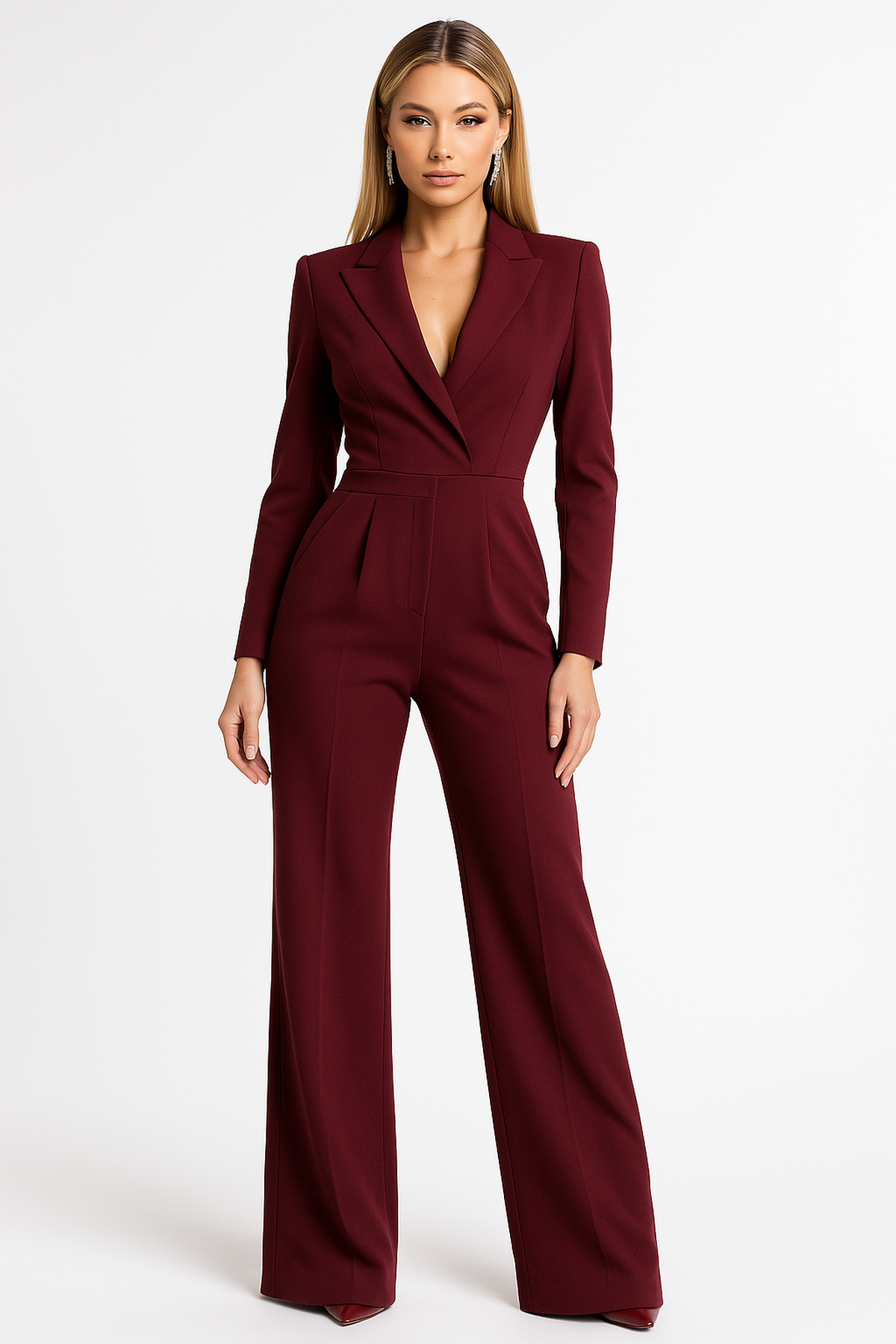 Jumpsuit Damen Wickeloptik | Tailliert & figurstreckendes weites Bein