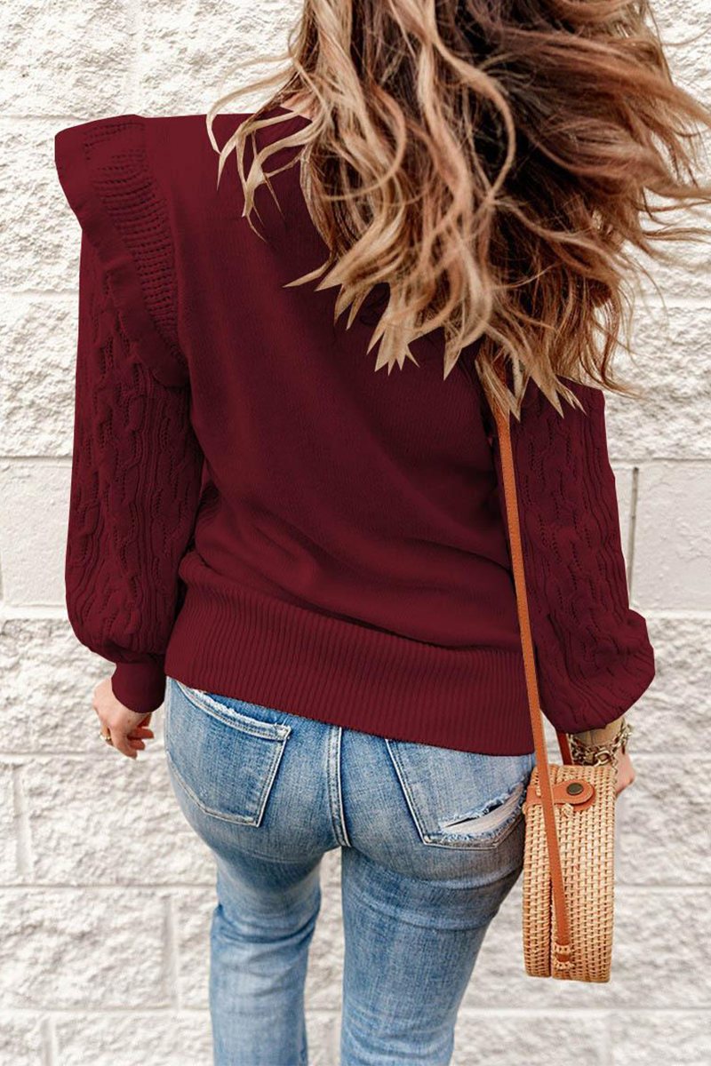 Kalya - lässiger einfarbiger Patchwork Pullover