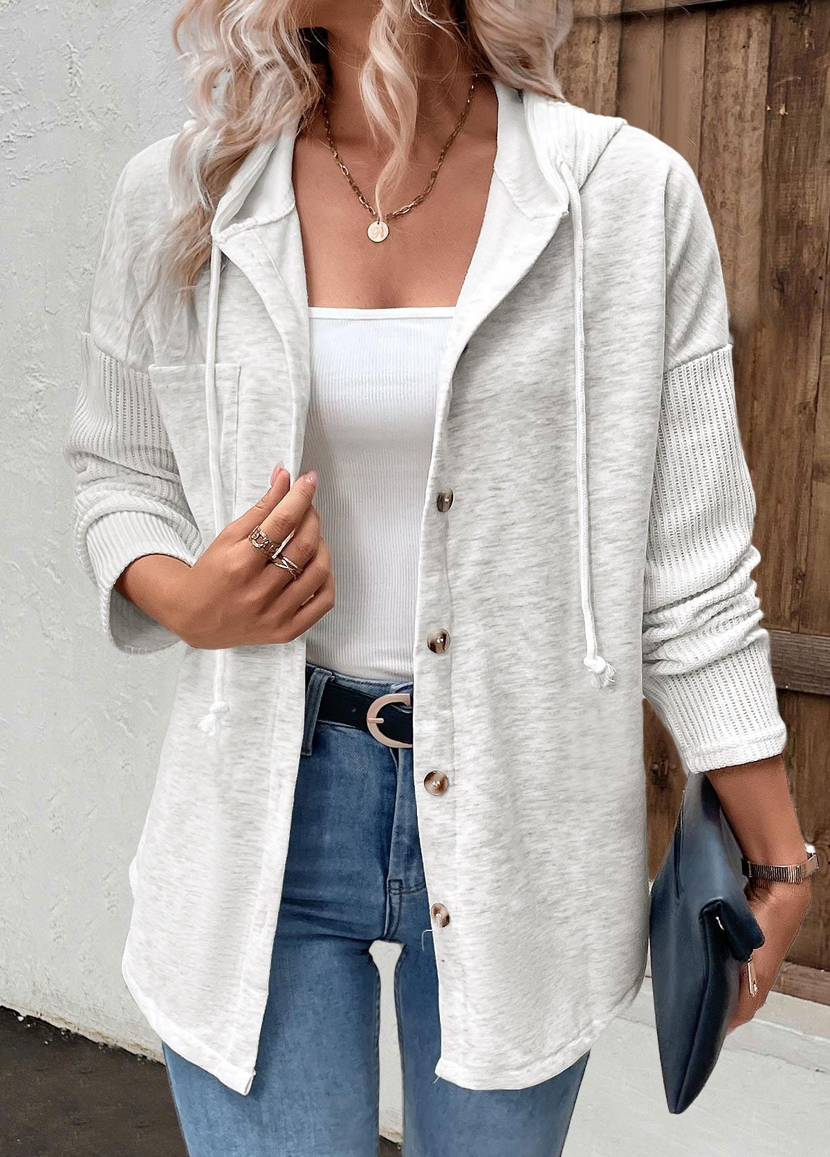 Kapuzenpullover Damen | Knopfleiste & Langarm 1
