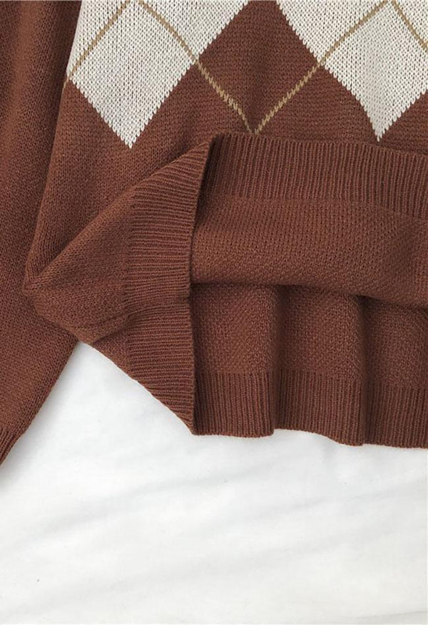 Klassischer Pullover mit Rautenmuster im Retro-Stil