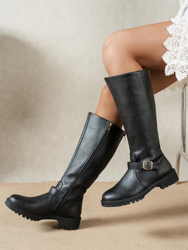 Kniehohe Stiefel Damen | Schnalle & Blockabsatz
