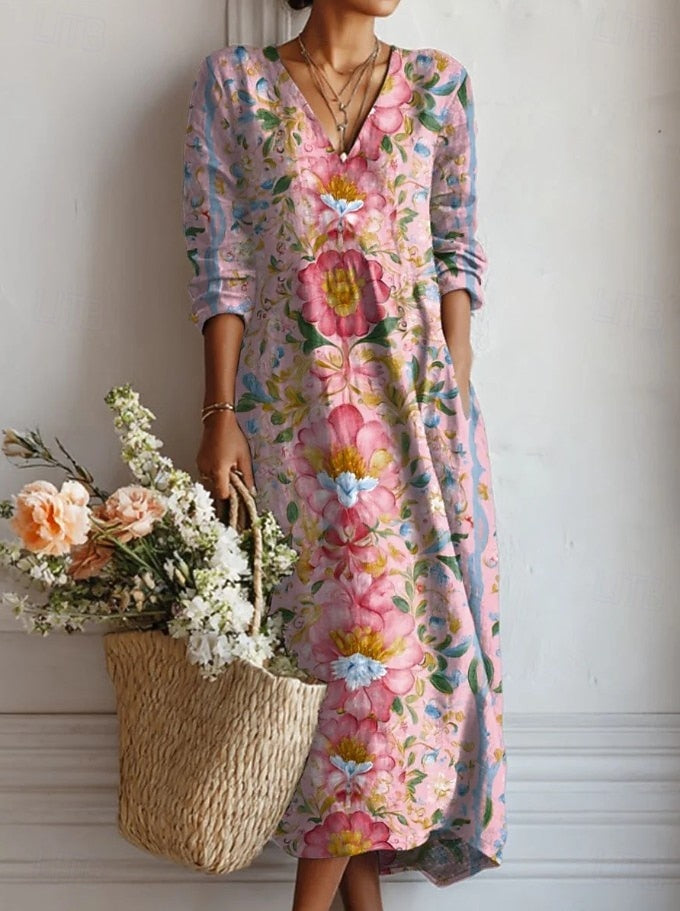 Kristin | Elegantes und bequemes Midi Kleid mit Blumenmuster 4